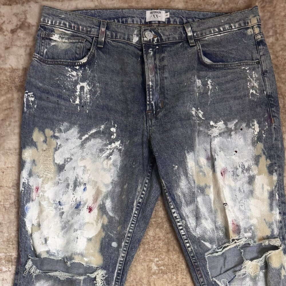 Hudson Jeans XX Anniversary Edition Distressed Zack Skinny Jeans, Size 36